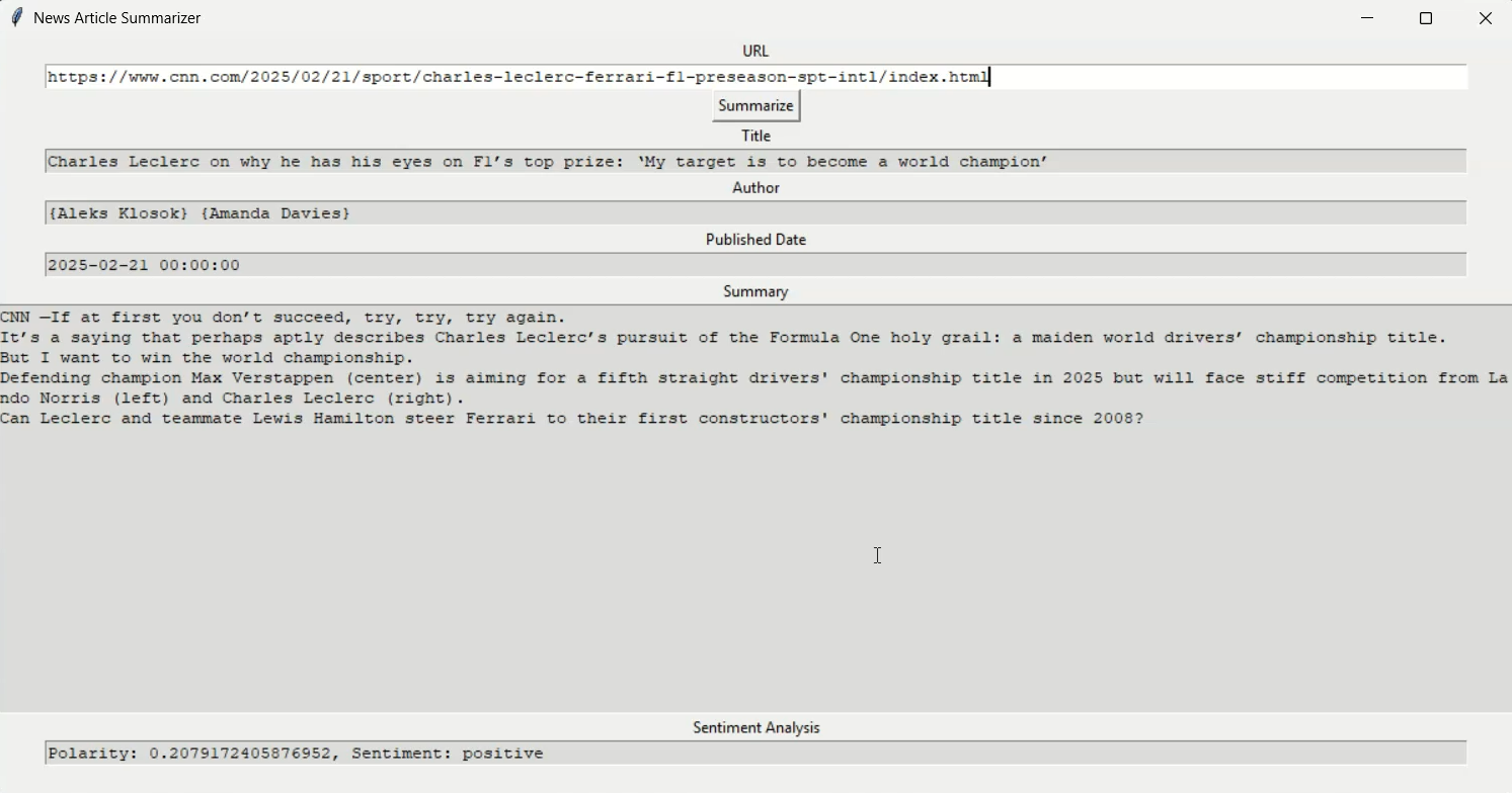 Summarizer output