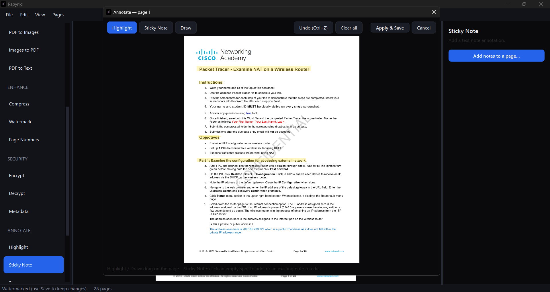 Annotating a PDF