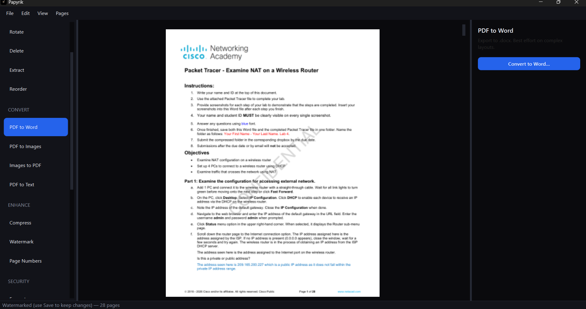 Converting a PDF