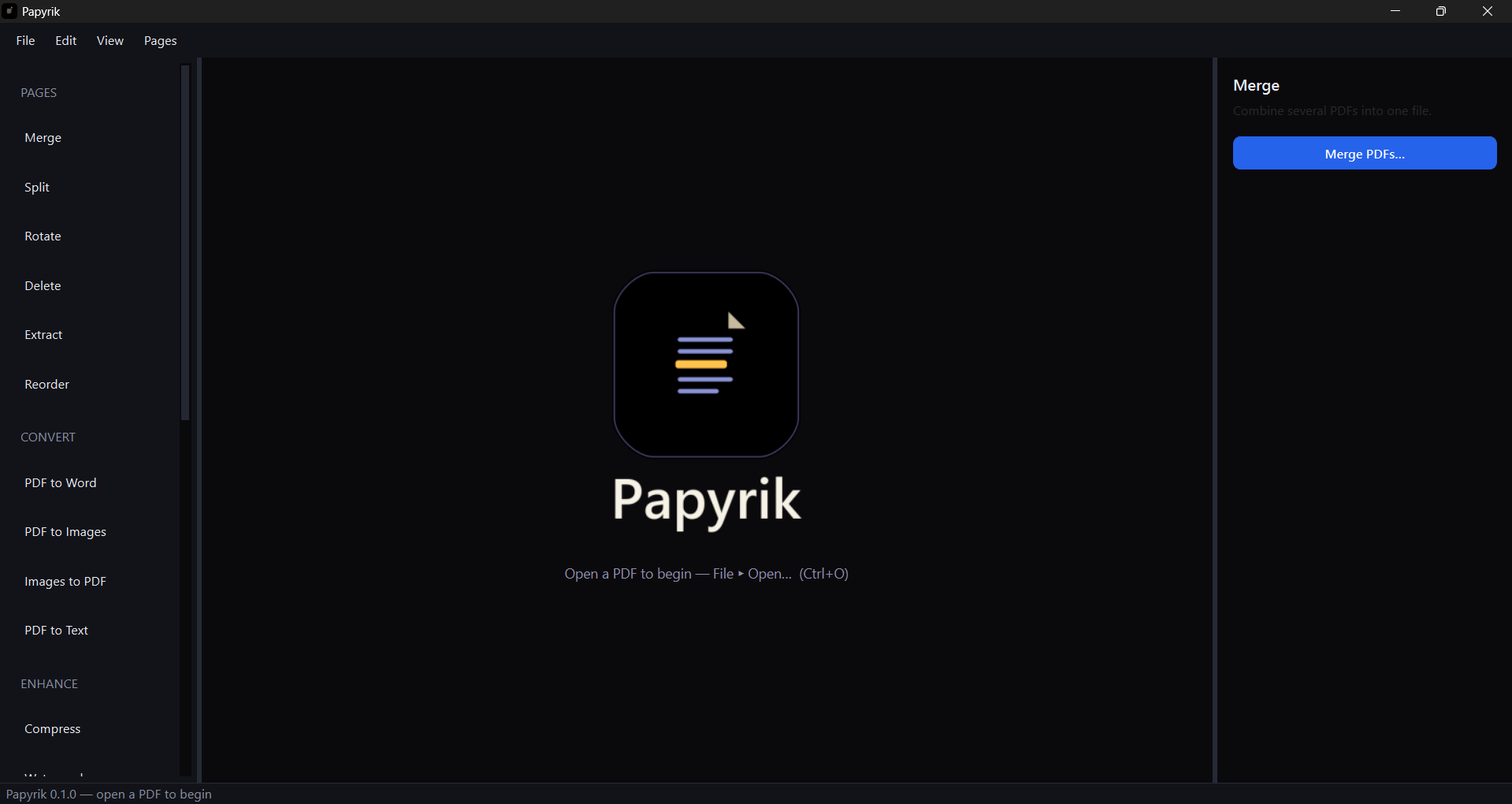 Papyrik home screen